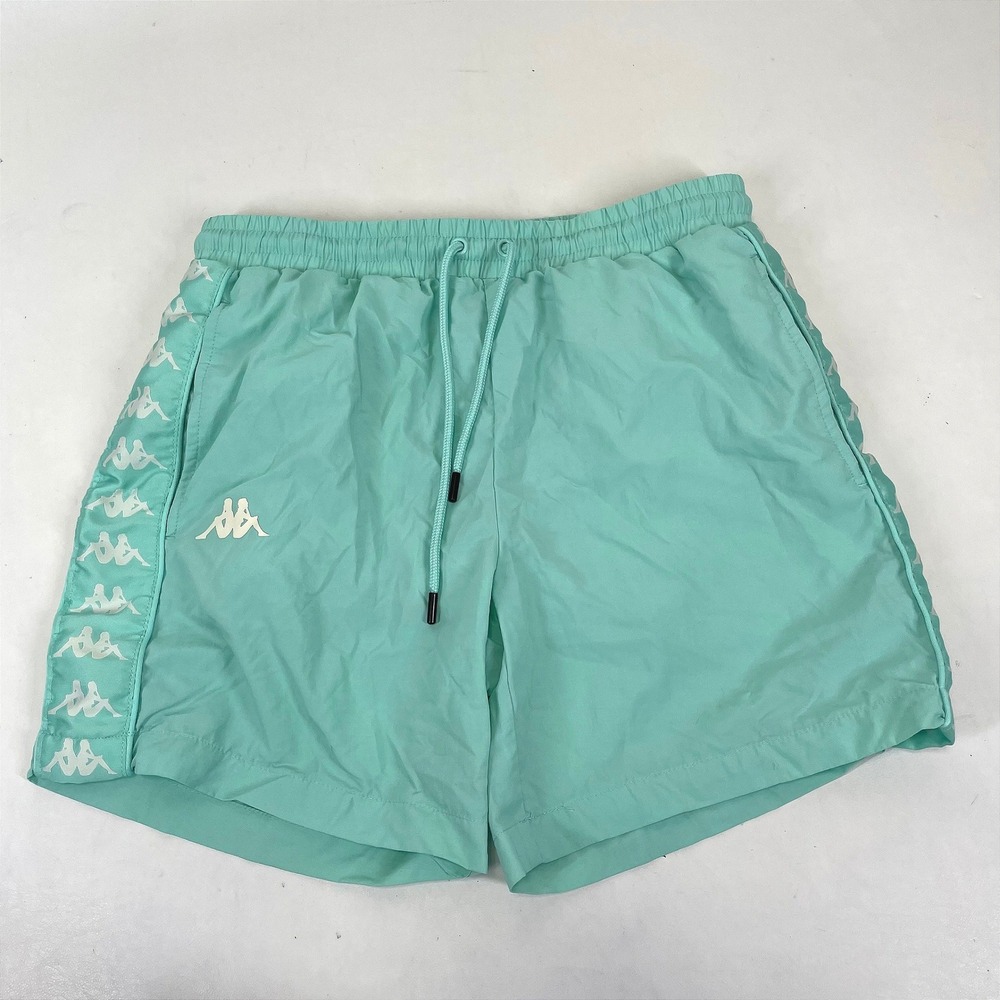Kappa Banda Active Shorts Mens Small Mint Green Logo Tape Mesh Lined Nylon